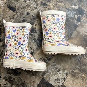 Yellow Floral Kids Rain Boots US 5